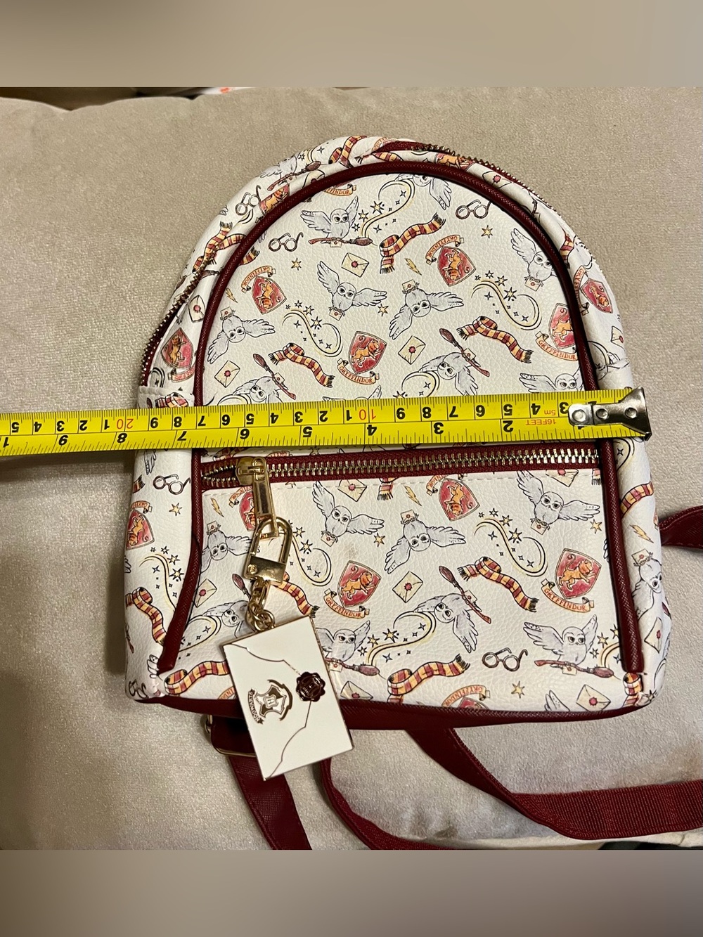 Harry Potter Gryffindor Mini Backpack Hogwarts Crest Front Zip Pocket - Picture 5 of 6